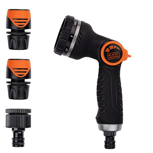 BLACK+DECKER 8711252235431 Sprayer with Garden Hose couplings, Black Orange, 16.8 x 23.3 x 5.7 cm