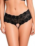 ohyeahlady Ouvert Slip mit Perlen Sexy Höschen Frau Spitze String Schwarz,M ...