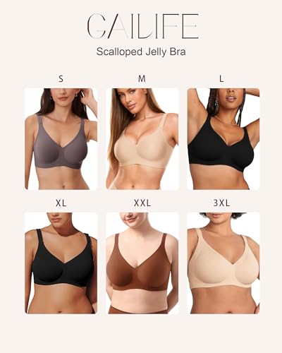 Image of Gailife Smooth Wireless Jelly Bras for Women No Underwire Seamless Push Up Bra Full Coverage Soft Suppor Tshirt Bralettes