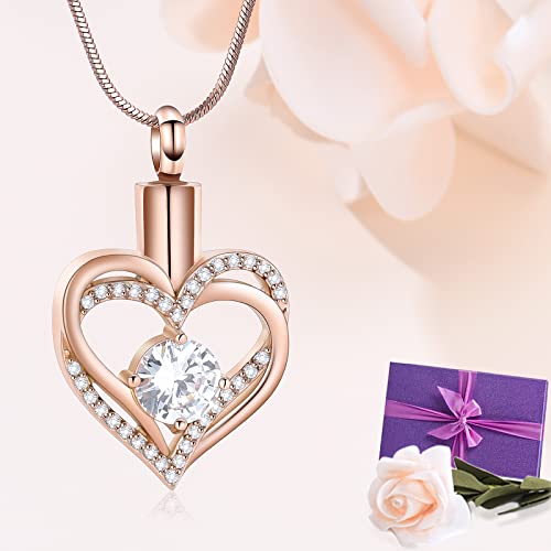 Minicremation Cremation Urn Necklace for Ashes Cremation Jewelry Heart Urn Necklace for Women Girls Birthstone Memorial Jewelry Pendant for Ashes for Human Pet - Image 4