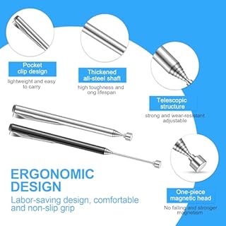FeinKulturia 2 Pezzi Asta Magnetica Telescopica, 64 cm Strumento Magnetico in Acciaio Inox, 1,5 LB Calamita Potente Pick Up Tool per Viti, Dadi, Chiavi, Parti Metalliche, a Casa, Auto, Ufficio