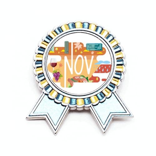 Broche novembre en métal taille M avec illustration artistique automnale