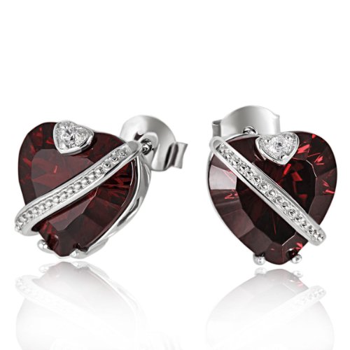Preisvergleich Produktbild Goldmaid Damen-Ohrstecker Herz rubinrot Zirkonia 925 Sterlingsilber Fa O2606S