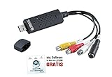 Q-Sonic VHS Grabber: USB-Video-Grabber VG-202 zum Digitalisieren inkl. Software (Video Grabber VHS)