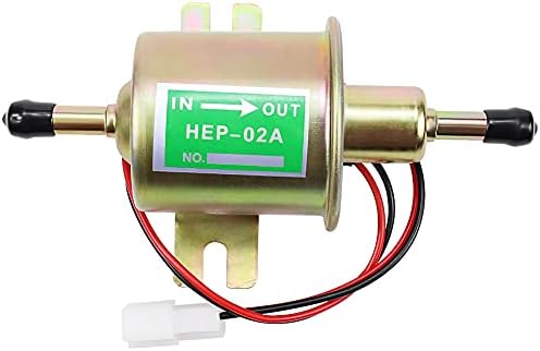 12V Low Pressure Universal Heavy Duty Gas Diesel Inline Electric Fuel Pump HEP-02A 2.5-4 PSI Metal Solid Gasoline Diesel Engine Motorcycle Carburetor Lawn Mower