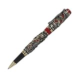 Zoohot Jinhao Rollerball Pen Dragon/Loong & Phoenix Antique Silver and Red Screw Cap