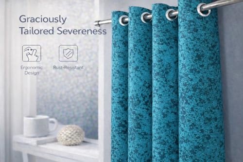 Image of Velvet 7 Feet Blackout Curtain Panels, 70% Light-Blocking Heavy Thermal Insulated Drapes Set of 1 (213 * 121cm, Aqua)