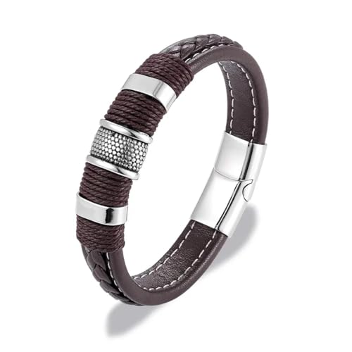 Bracelet en cuir authentique noir tressé pour style quotidien