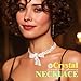 JEAIRTS Rhinestone Choker Necklace Bow-knot Full Crystals Necklaces Silver Sparkly Necklace Chain Jewelry Fashion Party Accessories for Women