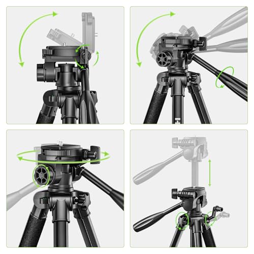 Image of Huepar Professional Laser Level Tripod, 60 Inch Adjustable Laser Level Stand, Suit for Heavy Duty Laser Levels, Point Lasers, Laser Distance Measures; 1 /4 inch & 5 /8 inch Thread Mount, Non-Slip Feet, TPD14B