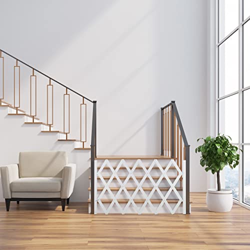 Relaxdays Hundeabsperrgitter ausziehbar bis 126 cm, 70-82 cm hoch, Bambus, Hunde Schutzgitter, für Treppe & Tür, weiß