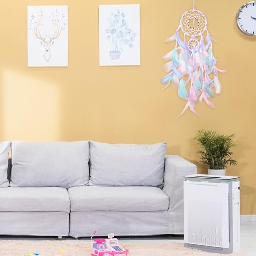 Dream Catcher Decorative Mobiles Handmade Dream Catchers Handmade Feather Dream Catcher,Handmade Pearl Boho Woven Art Ornament Craft for Home Office Wall Window Door Decor Birthday Gift - Image 4