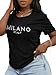 Hilinker Womens Rhinestone Tops Cute Graphic Tees Summer Loose Short Sleeve T Shirts Black Milano XX-Large
