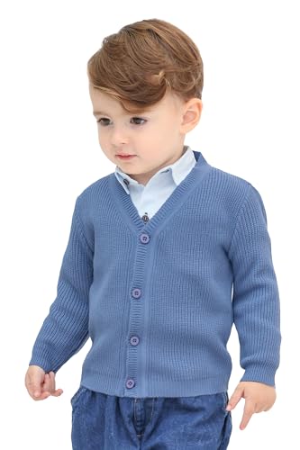 Image of Lilax Baby Boys Basic Long Sleeve V-Neck Classic Knit Cardigan Sweater
