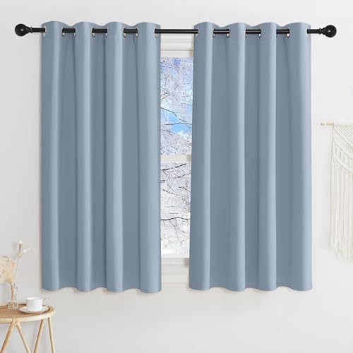 KGORGE Verdunklungsvorhänge Kurz Vorhang Blickdicht mit Ösen | Spa-blau, 2er Set, 135 x 140 cm(HxB), Thermovorhang Kälteschutz, Verdunkelung, Sonnenschutz, Blackout Curtains, Schaf