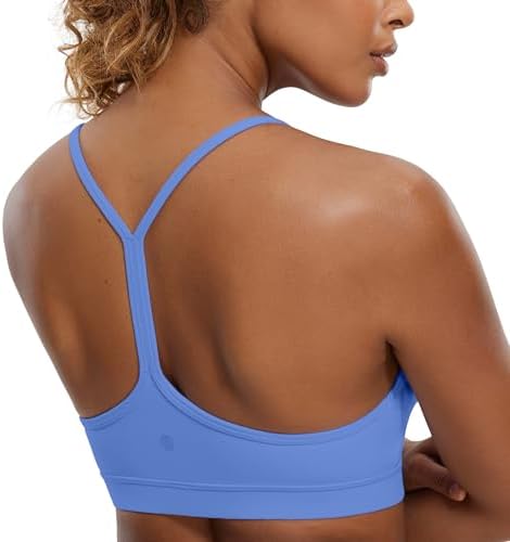 CRZ YOGA Damski Low Impact Strappy Wyściełany Biustonosz Sportowy Y Racer Plecy Spaghetti Paski Jogi Biustonosz Topy