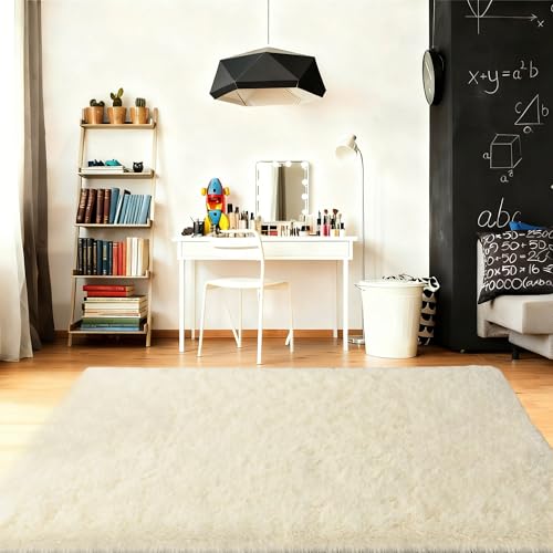 Tapis de chevet doux extra large crème pour sol froid