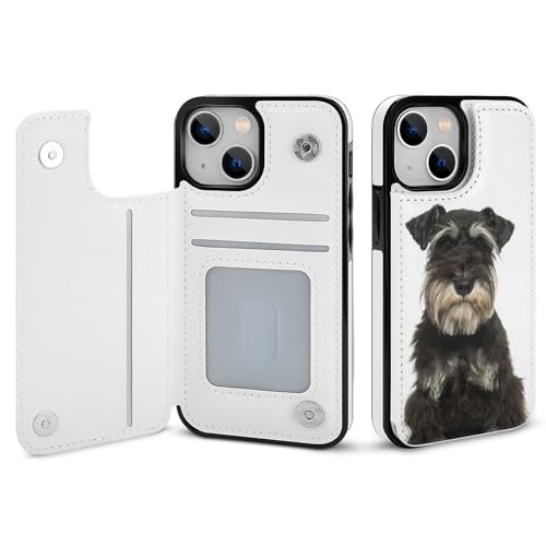 適用 iPhone15用ケース 手帳型 シュナウザー 犬 スマホケース カード収納 スタンド機能 アイフォン15ケース 耐衝撃 PUレザー カバー 財布型 Case