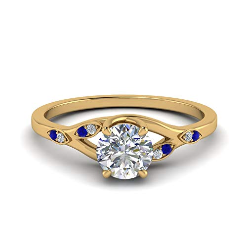 Image of Choose Your Gemstone Nature Inspired Diamond CZ Engagement Ring Yellow Gold Plated Round Shape Petite Engagement Rings Lightweight Office Wear Everyday Gift Jewelry US Size 4 to 12