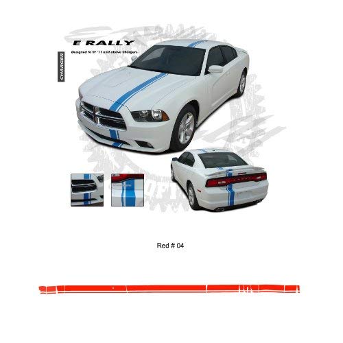 CarBeyondStore, Compatible with - Dodge Charger 2011 up Red Rally Stripes Graphic Kit