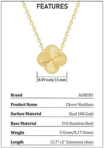 Image of Real 18K Gold Plated Necklaces for Women (Double Sided) Dainty Pendant Necklace Set (High Tarnish & Water Resistant) Trendy Four Leaf Cute Lucky Clover Jewelry Gifts for Women, Black White Gold (Gold+White+Black)