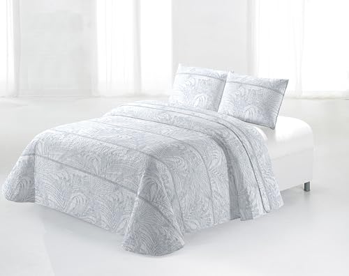Miracle Home. Colcha Bouti 100% Microfibra cepillada, Ligera y traspirable Bosa Azul Ultras. 180 x 265 cm. Cama 90