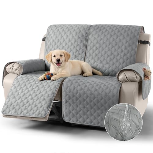 Image of TAOCOCO Armchair Covers,2 Seater Recliner Covers,Waterproof Recliner Sofa Protector,Anti Slip Recliner Sofa Covers,Reclining Chair Covers for Pets,Armchair Recliner Cover With Pocket(Light Grey)