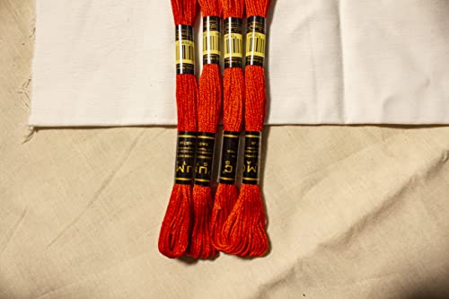 Image of 12 Pieces 335 /606 Premium Embroidery Thread Egyptian Cotton Skeins Cross Stitch Floss Oeko TEX Stranded Coral Bright Red Orange 335