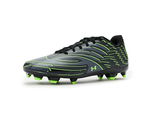 Under Armour Mach 1 Select - Tenis de fútbol unisex para niños, Negro/Gris Titán/Verde Hyper, 3.5 Big Kid