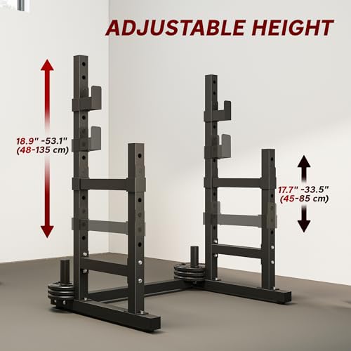 Image of Soozier Adjustable Squat Rack, Multi-Functional Bench Press Rack, Heavy Duty Steel Barbell Stand with Weight Plate Holders for Weight Lifting and Home Gym Strength Training, 660lbs Max Load