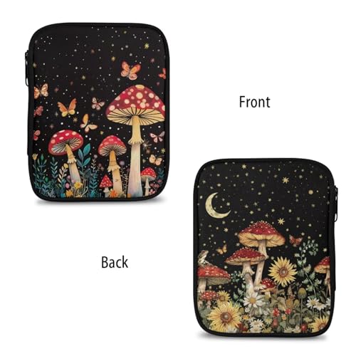 Image of Mushroom Crochet Hook Case with Web Pockets Floral Crochet Storage Organizer with Web Pockets Knitting Needle Case for Hooks, Knitting Needles Supplies