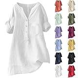 Boho Linen Shirts for Women 2025 Gauze Short Sleeve V Neck Button Loose Fit Blouses Vacation Dress Casual Tunic Tops Lounge Set Summer Beach Travel Womens Y2k Plus Size Pajama Shirt Wear Leggings