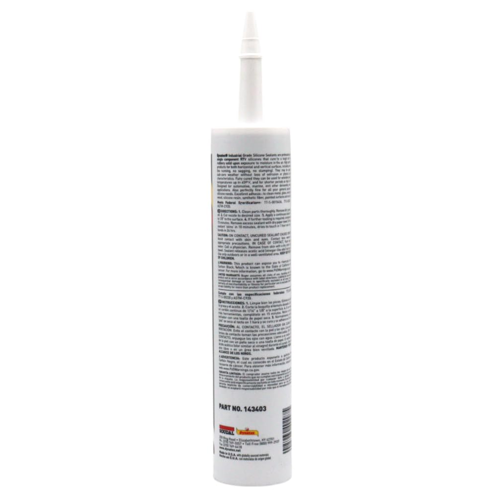 Dynatex Industrial Grade Black Silicone Sealant 10.1 oz Caulk Tube - Tough Flexible Cure, Watertight Seal, Up to 500°F, Made in the USA (5-Pack)