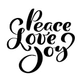 Frieden, Liebe, Freude, Schriftzug positive Kalligraphie Fein geschnitzte Aufkleber 67.2x70.7cm Ladendekoration Schwarz