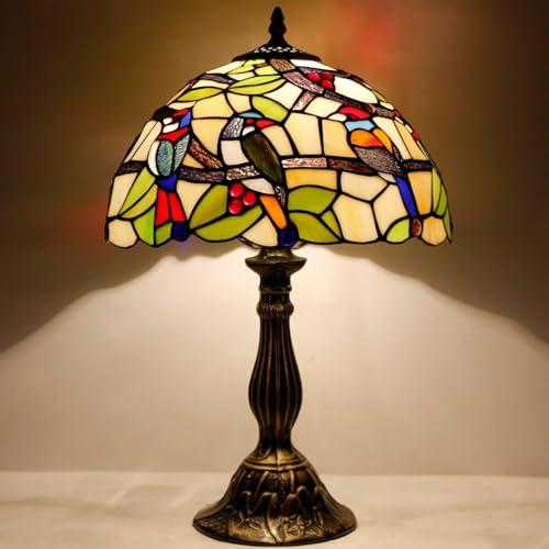 Image of Tiffany Lamp Shade Replacement Only 12X6 Inch Stained Glass Style Lampshade with Cap fit for Table lamp Pendant Light Ceiling Fixture (Stained Glass)