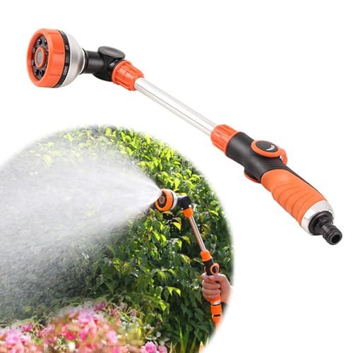 Gießstab, Garten Gießstab Metall, 47.5 cm Lang, 8 Sprühbilder, Robuste Gartenbrause mit 180° schwenkbaren zur Bewässerung und Reinigung Blumenampeln und Sträucher