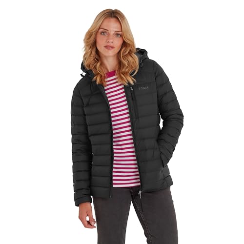 TOG24 North Womens Hooded Duck Down Jacket Padded Quilted Puffer Jacket Ultra Warm, 800 Fill Power Transforms Into Travel Pillow Durable With Flattering Fit - Ideal for Travel and Winter