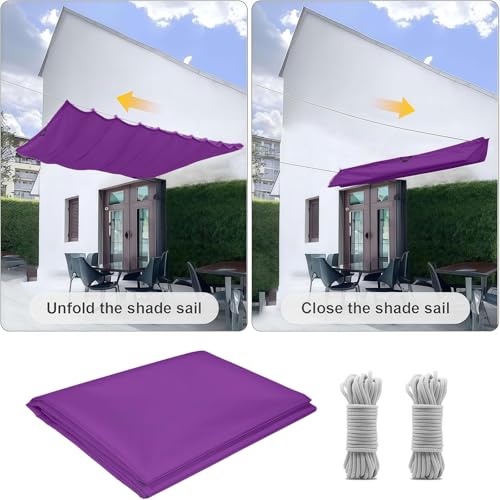 Voile d'ombrage vague rétractable 2,4x2,6m imperméable pour pergola extérieure pourpre - 6