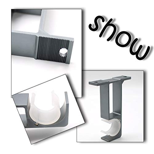 LERANXIN 2 Pezzi di Staffa per Bastone per Tende, Silver Grey Staffa per Aste per Tende, Asta Armadio Supporto in Lega di Alluminio di Alta Qualità, Adatto per Aste per Tende e Aste per Guardaroba - Image 3