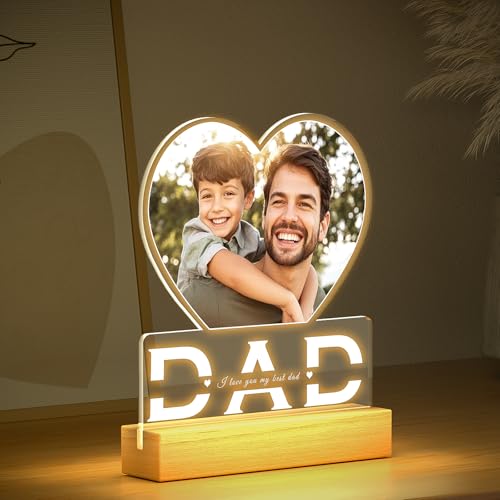 Jkolalin Personalized Fathers Day Gift for Dad from Daughter Son, Custom Picture Frames with Photo, Personalized Picture Frame, Customized Photo Frame, Birthday Gifts for Baby Dad Kid Family