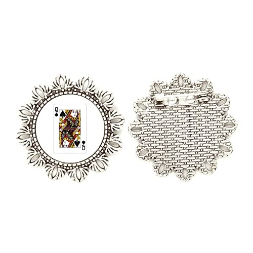 Broche de plata con diseño de pala flores joya mujer tamaño mediano