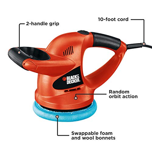 BLACK+DECKER Polisher, 6 inch, 2 Handle Grip, Swappable Wool or Foam Bonnets, 10-foot Chord for Easy Mobility (WP900) - Image 3