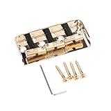  Wilkinson WTBS Short Telecaster Bridge Brücke Messing Kompensiert 3-Saitenreiter für Humbucker Tele Style oder Vintage E-Gitarre, Gold