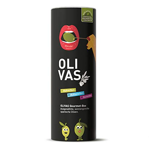 Jean Jartin's OLIVAS Gourmet Geschenk-Box * Spaniens Beste Oliven im Paket 3 x 80 g * Sevillanas + Anchoas + Aragonesas Cover
