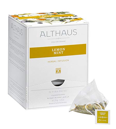 Althaus Tee LEMON MINT⋅ Kräutertee im Pyramidenbeutel PYRA PACK ⋅ Naturbelassener Kräutertee mit Zitronengras und Pfefferminze ⋅ 15 x 2,75g Cover