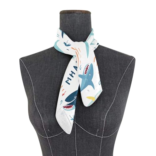 Cute Sharks Silk Like Head Scarf for Women,Soft Fashion Neck Scarf Square Satin Head Scarf 23.6 Inches3