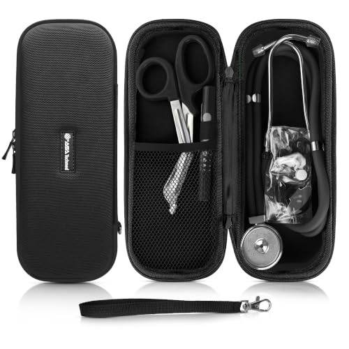 Dual Head Stethoscope with Matching Storage Case, EMT Shears and Pen Light - Assorted Colors (Black)