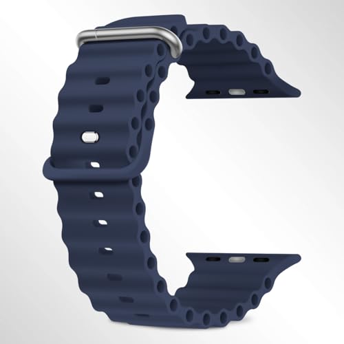 Compatible with Apple Watch 44mm 45mm 46mm 49mmfor Series Ultra/Series 12/11/10/9/8/7/SE/6/5/4/3/2/1Soft Silicone Sport Strap with Metal BuckleAdjustable Durable Watch Band for Women & Men (Midnight Blue,44mm/45mm/46mm/49mm/42mm(Series 3 2 1))