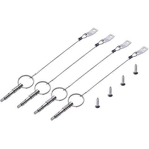 Boat Bimini Top 316 Stainless Steel Quick Release Pins w/Drop Cam & Spring 1/4 Inch Diameter with Lanyard Prevents Loss, Pack of 4,Include Screws Cover