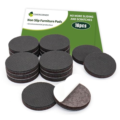 COVERCORNER Non Slip Furniture Pads 16 PCS 2 Round - Anti Slip Furniture Pads - Self Adhesive Rubber Feet Furniture Feet - Chair Leg Floor Protectors - Keep Furniture in Place